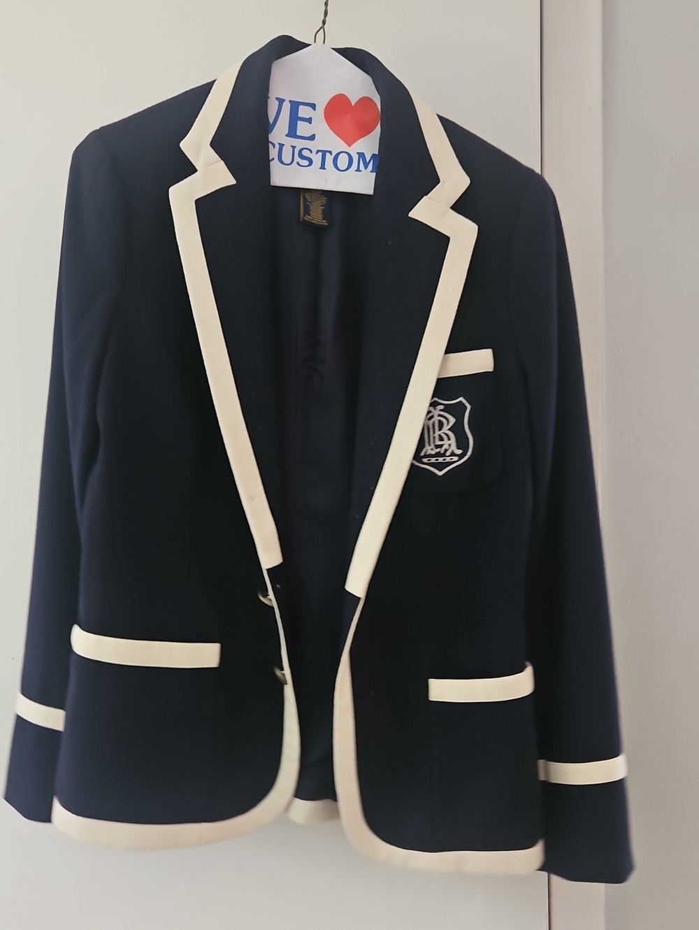 Rugby Ralph Lauren Navy Blazer with Cream Trim and Crest